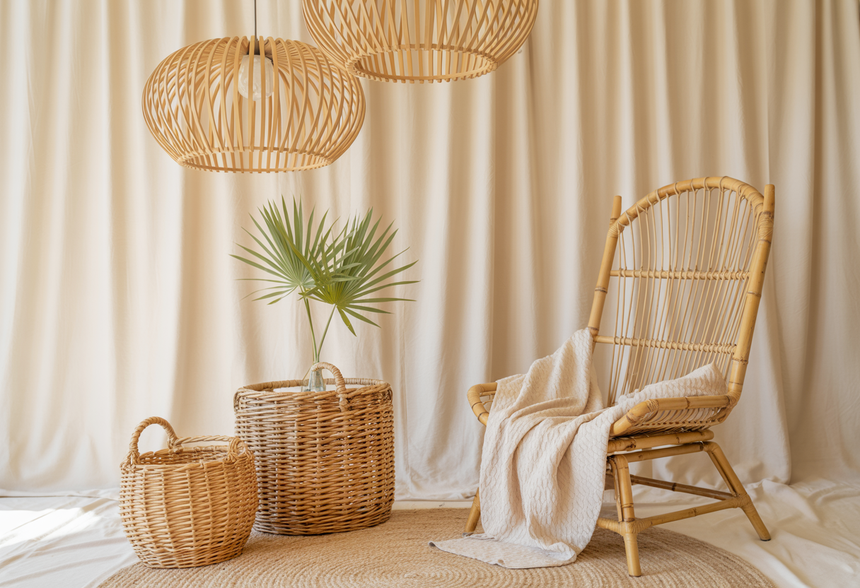 Bamboo-framed chairs 
