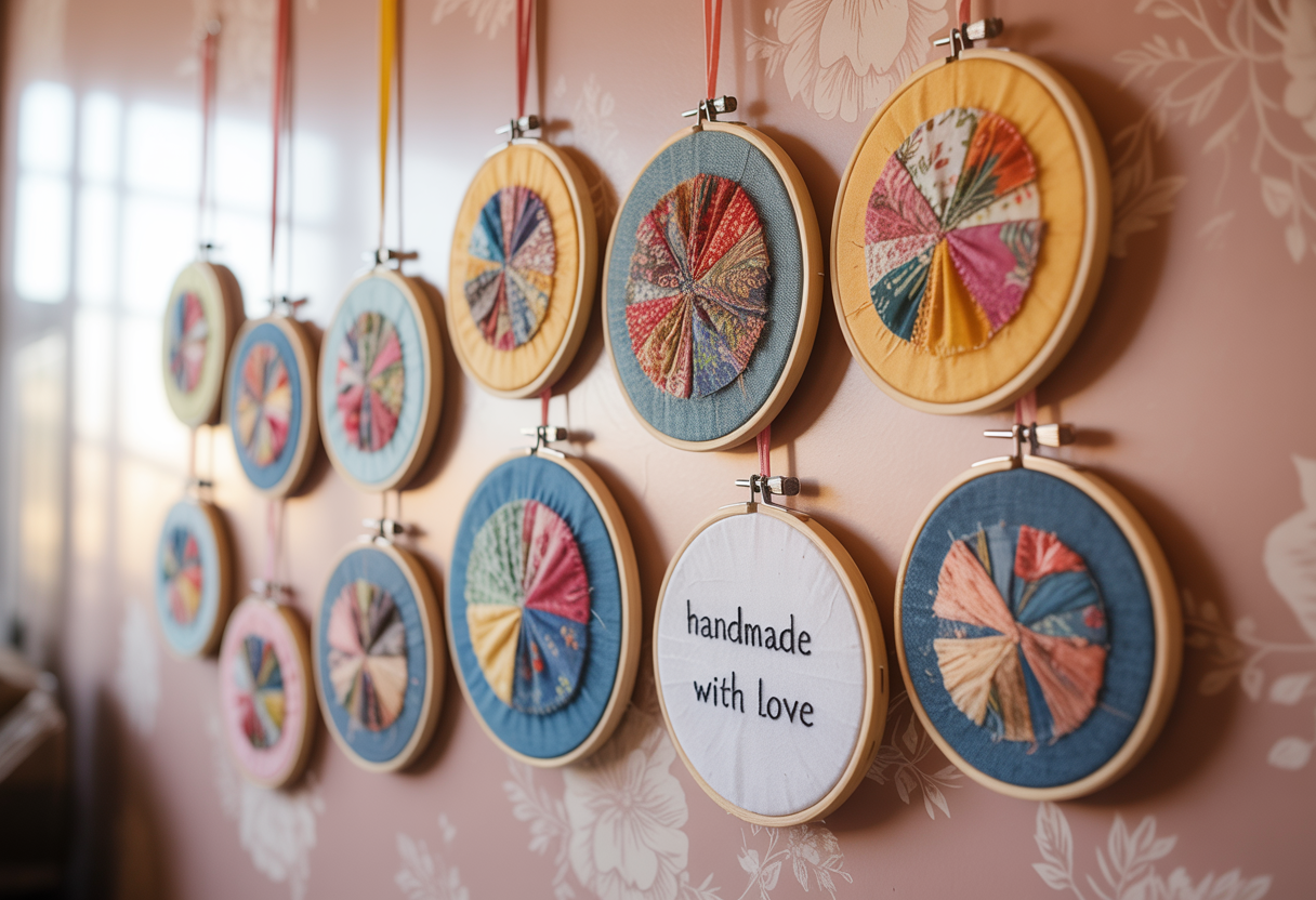 Upcycled Fabric Hoop Art
