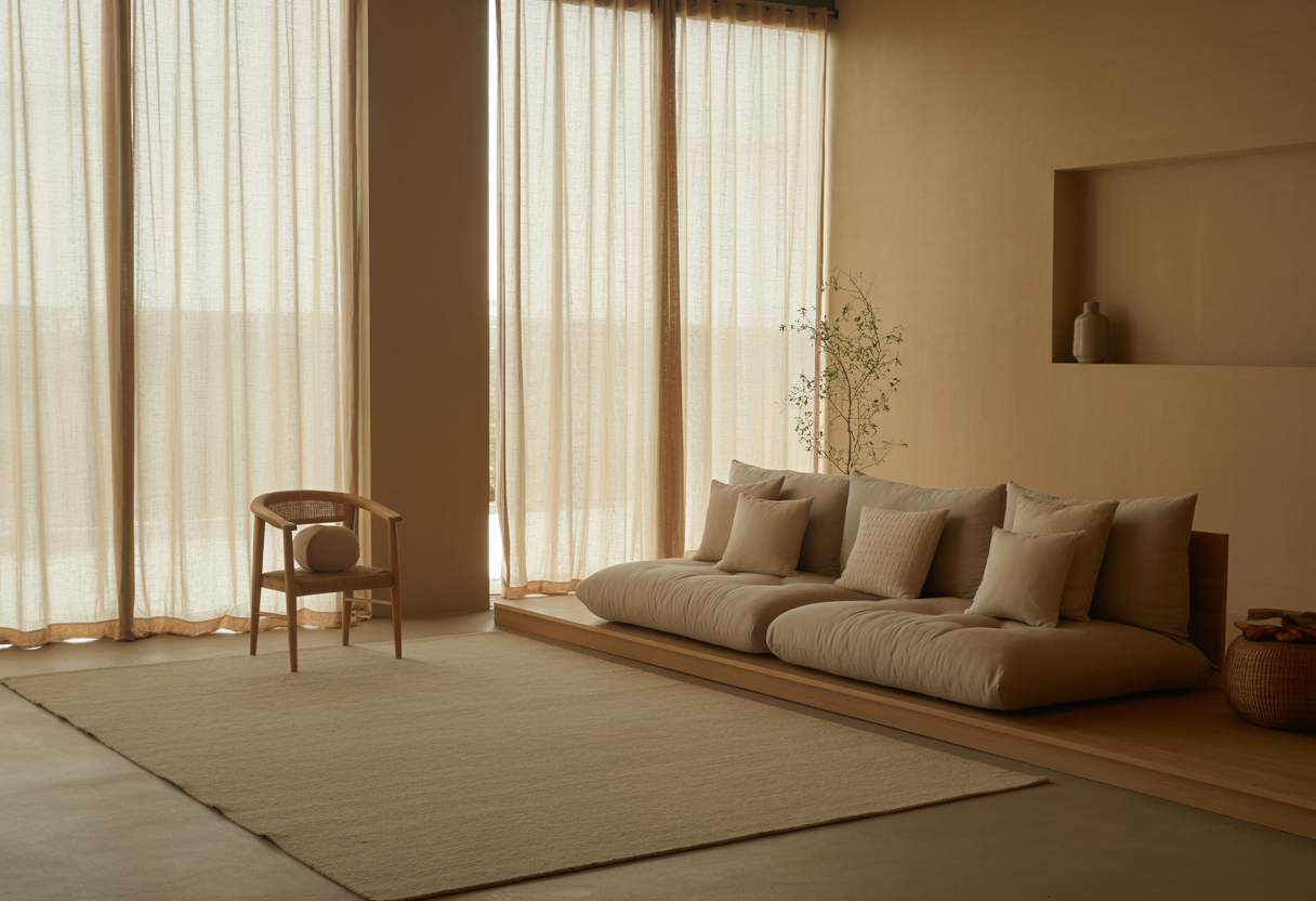 Rugs and Textiles for a Cozy Zen Living Room