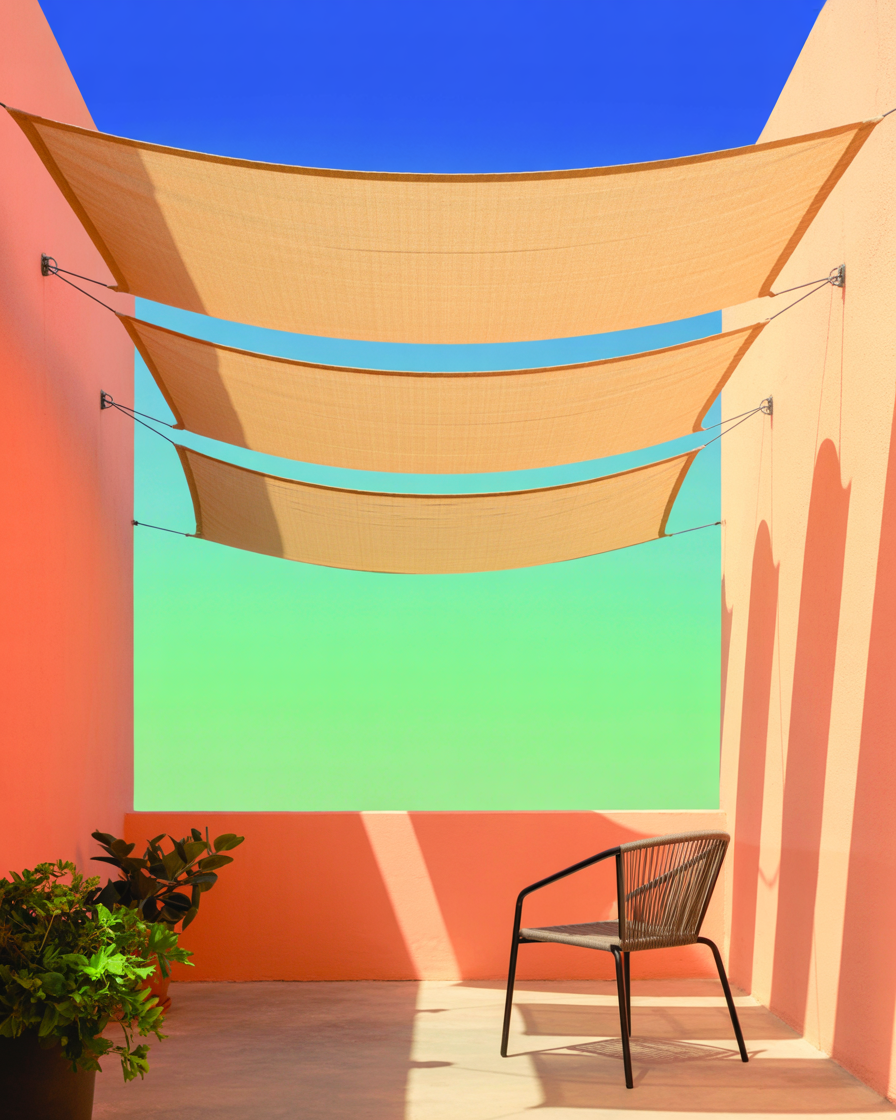 Simple shade cloth providing effective sun protection on an apartment balcony