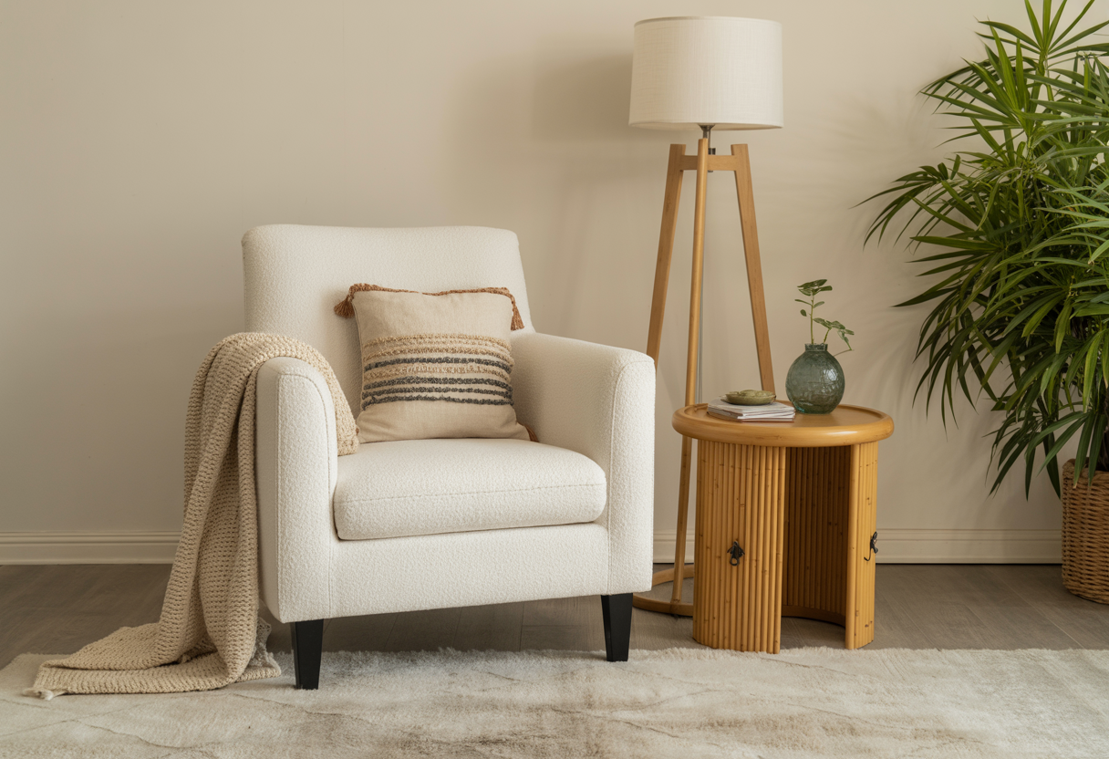 papasan chair with soft throws