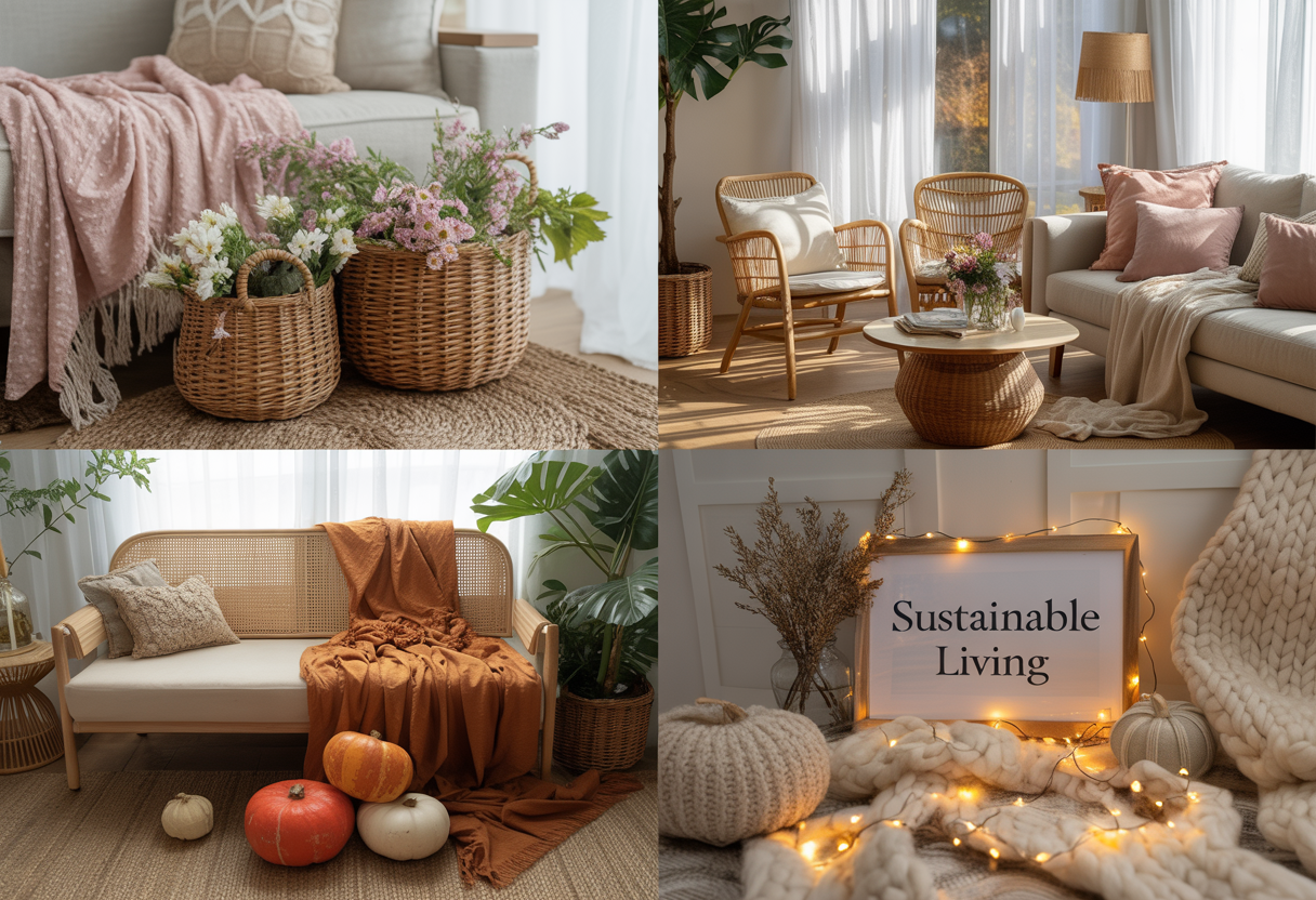 Eco-conscious seasonal boho living room