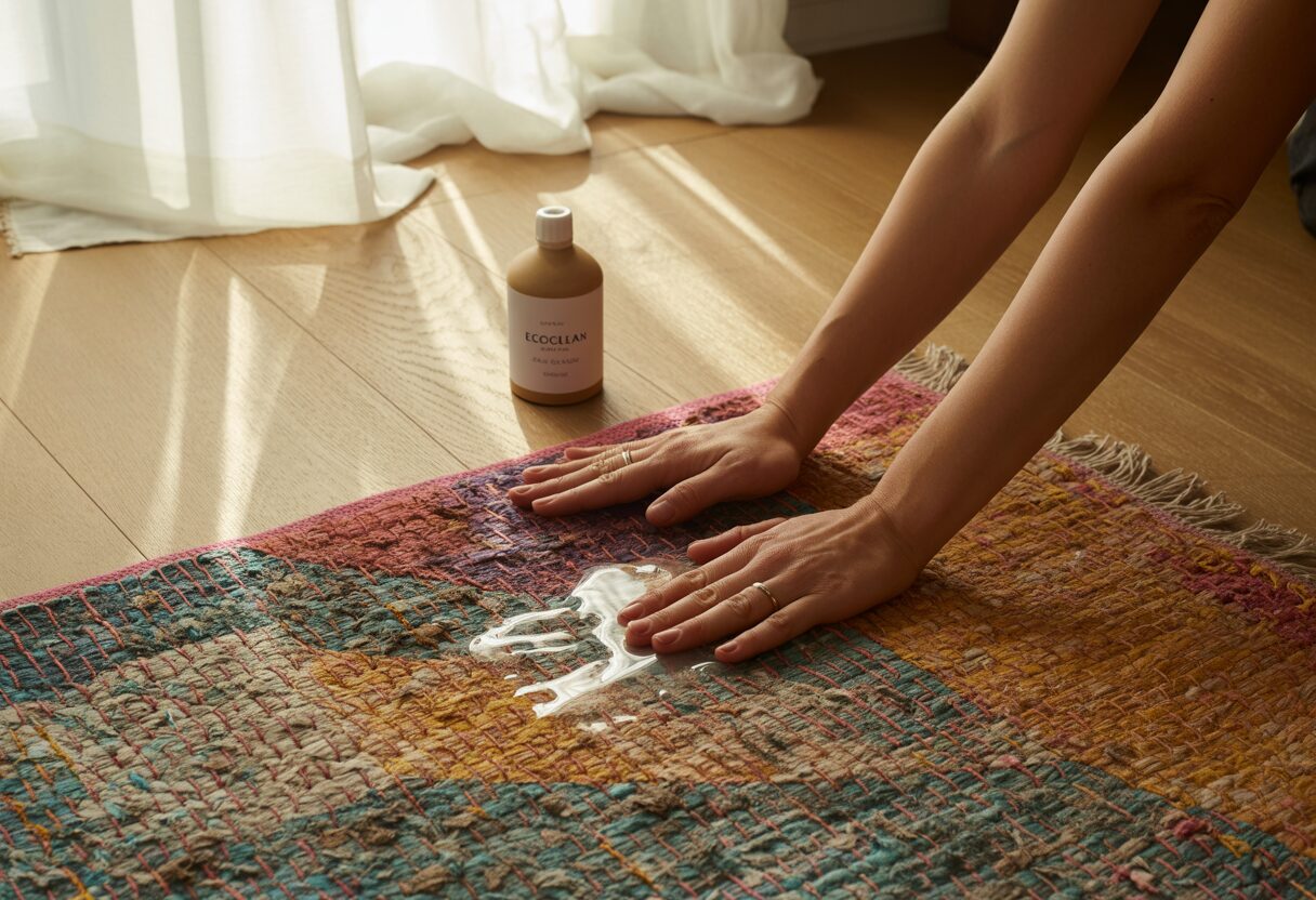 Eco-friendly care tips for recycled textile rugs.