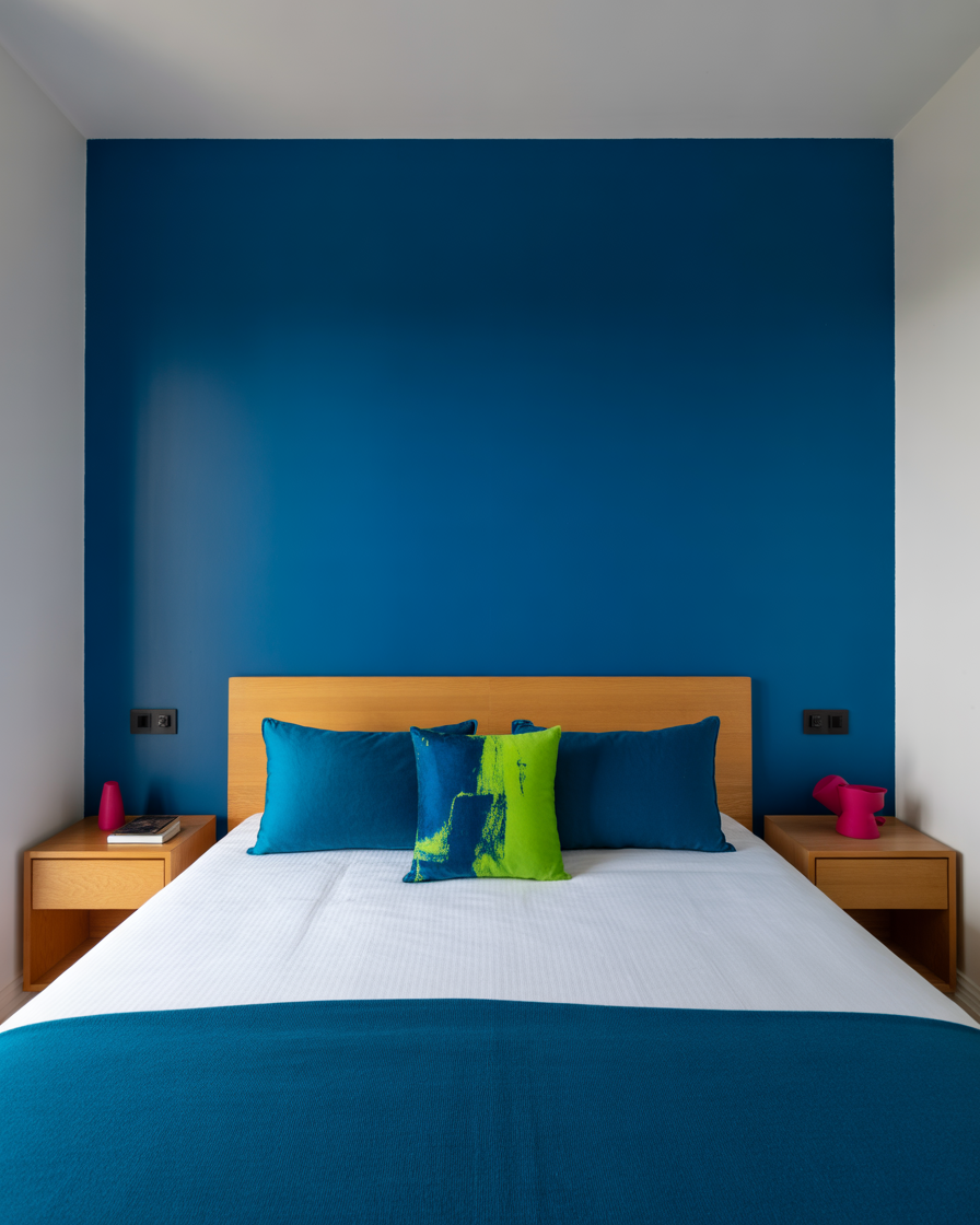 Electric Blue and Tangerine Bedroom 