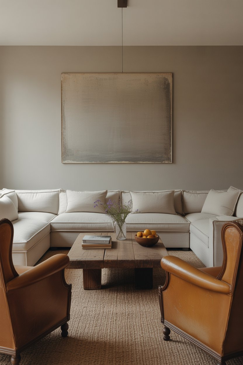  Mixing modern and vintage furniture creates a warm, inviting, and eclectic living space.