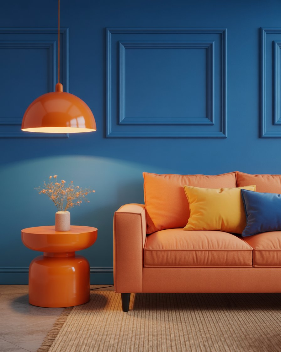 Tangerine lighting fixtures adding warmth and vibrancy to the room