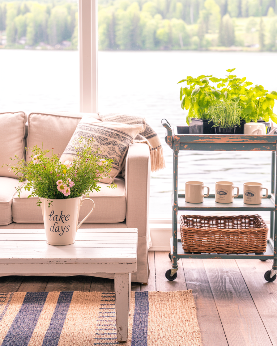 Functional small-space layout in a lakefront cabin