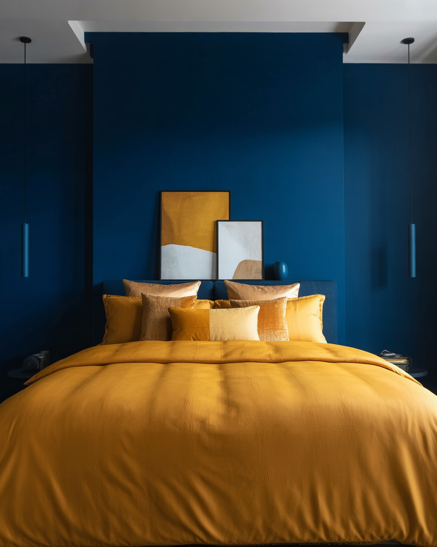 Blue and Mustard Yellow Bedroom Ideas