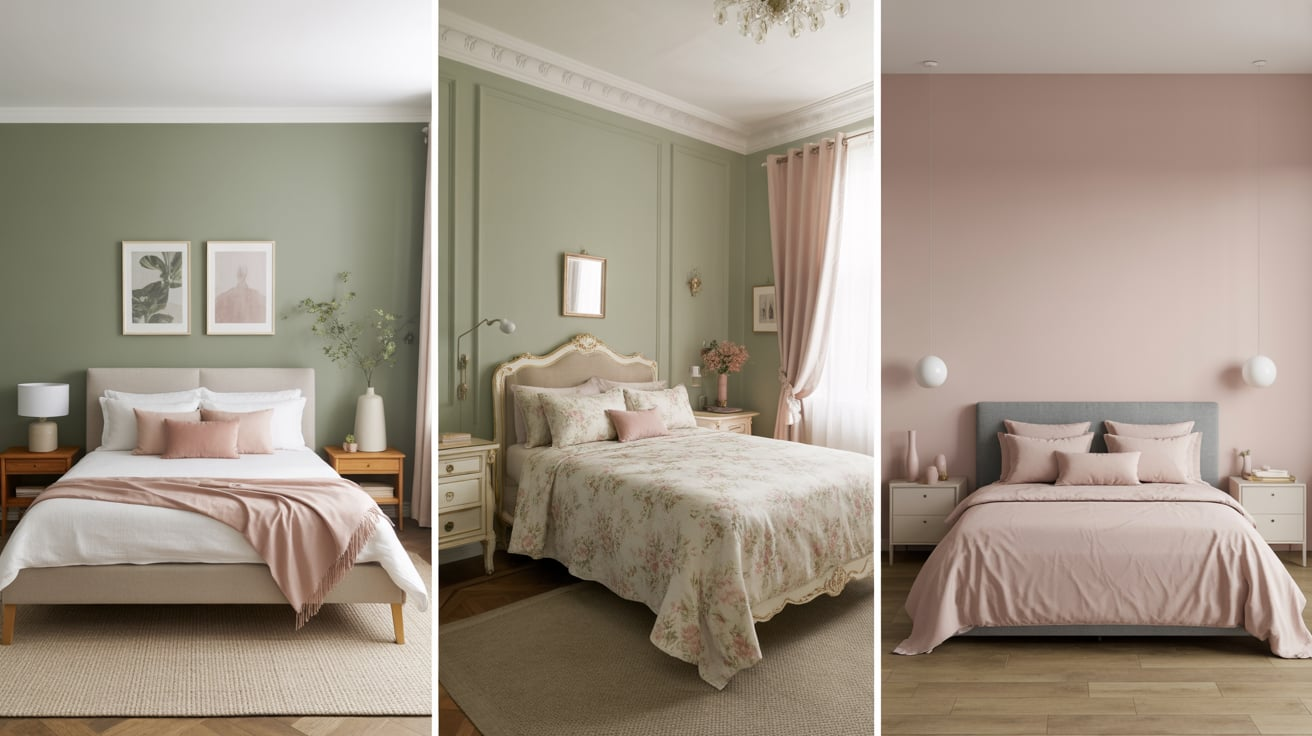 Chic Sage Green and Blush Bedroom