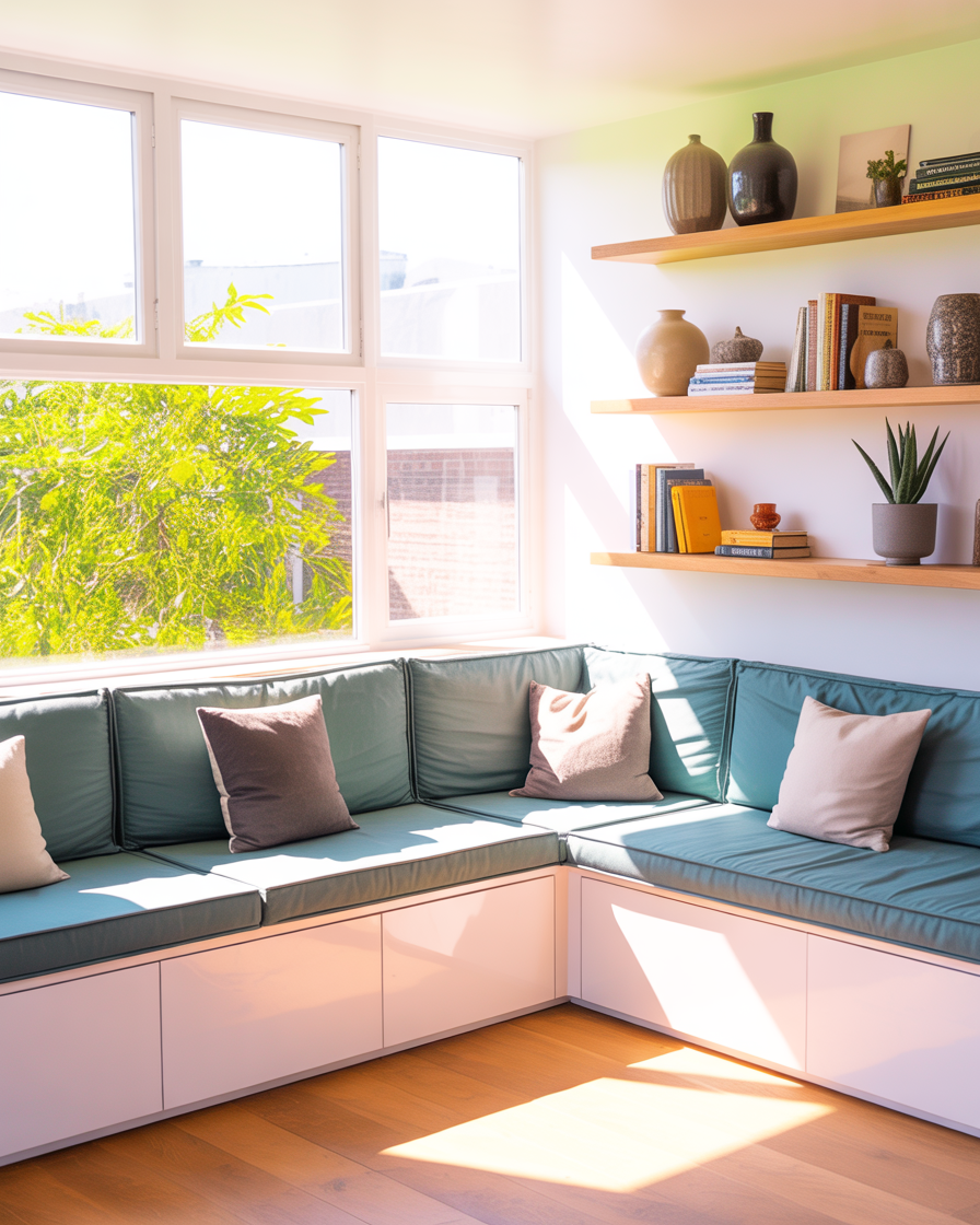 Stylish small-space storage in a lake house combo room