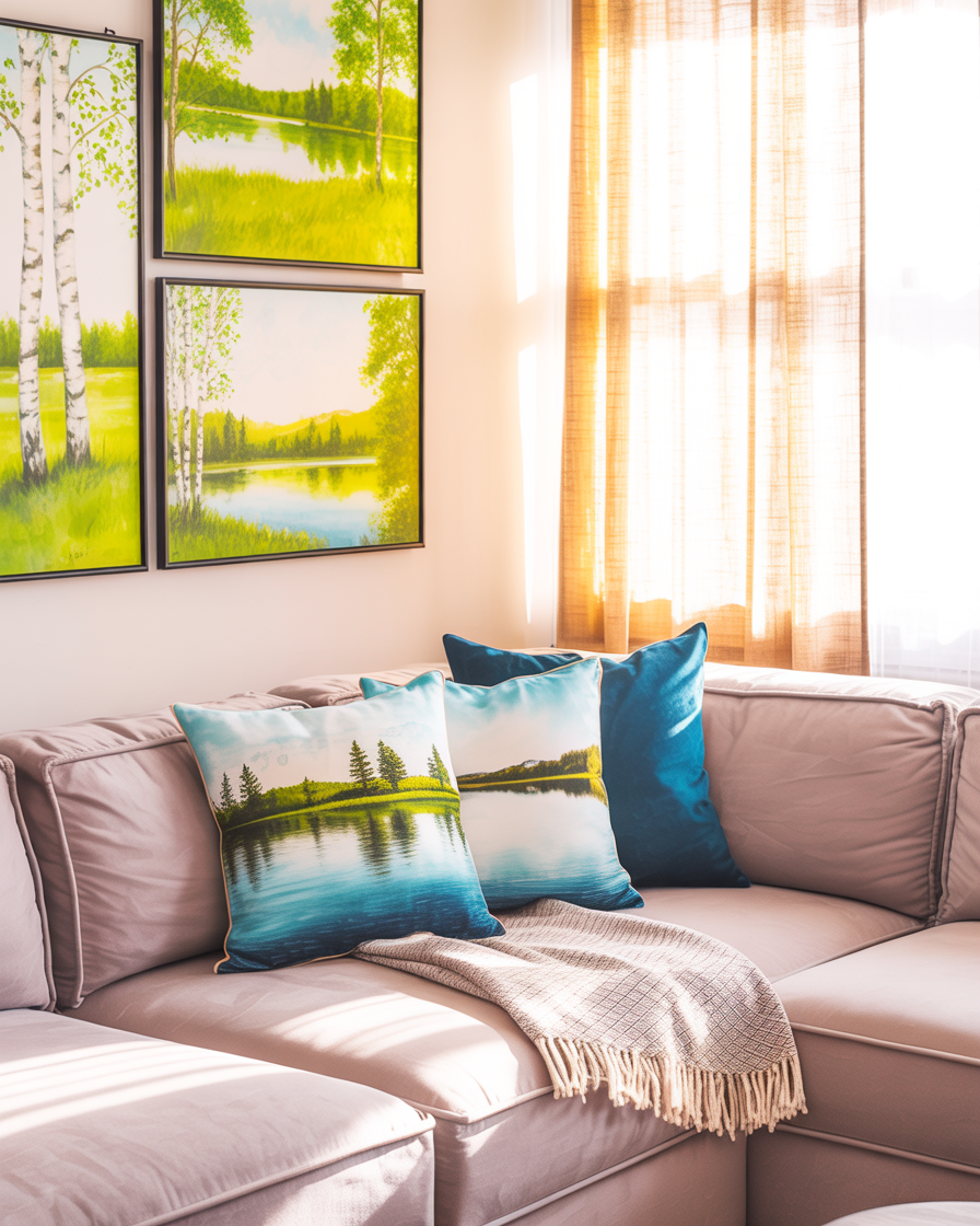 asteful lake-inspired decor in a cozy combo room