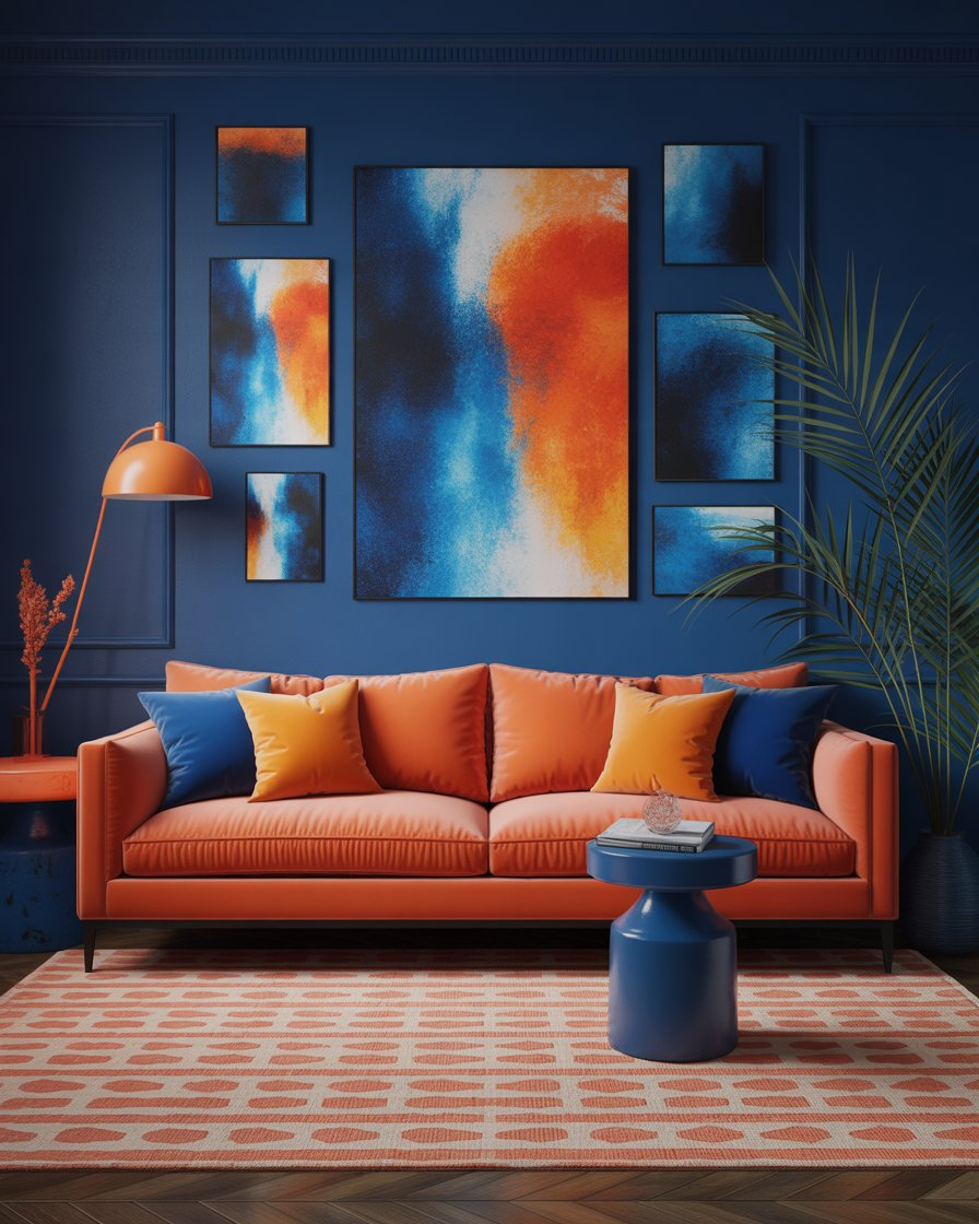 Blue and Orange Apartment Decor
