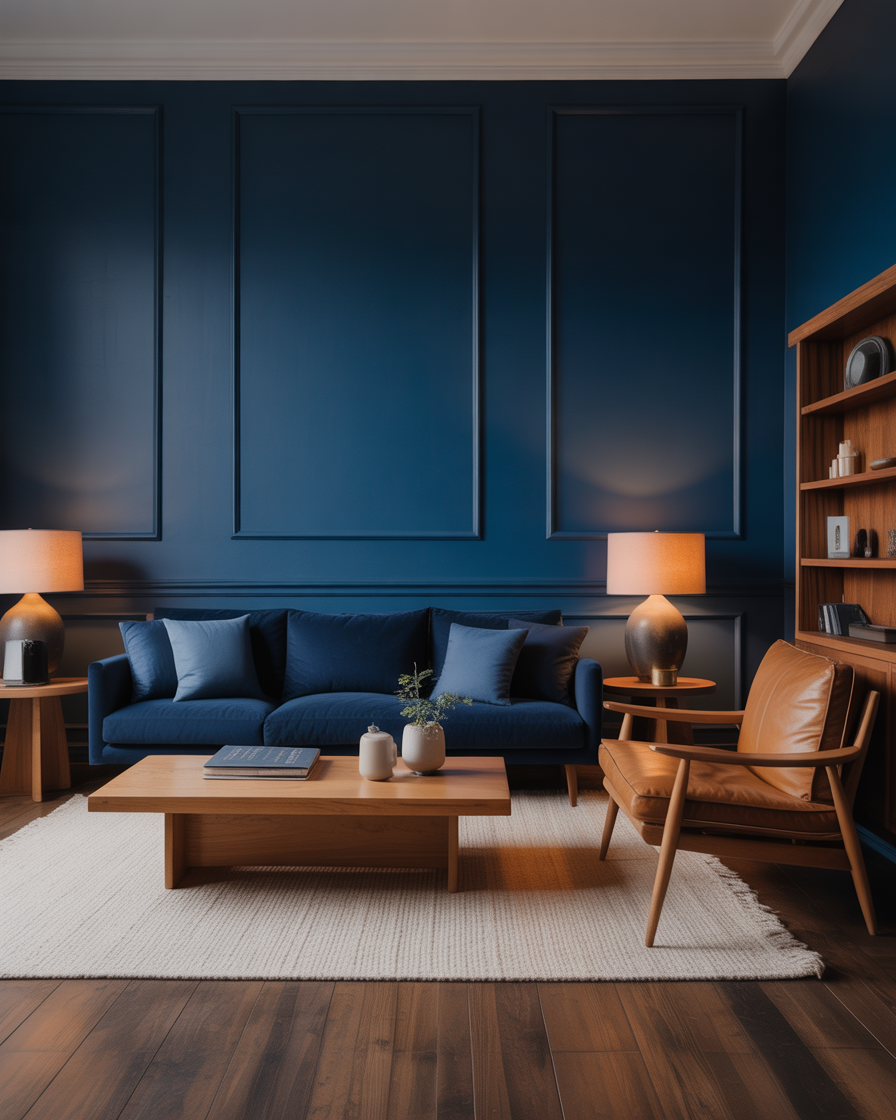 Blue and Brown Living Room