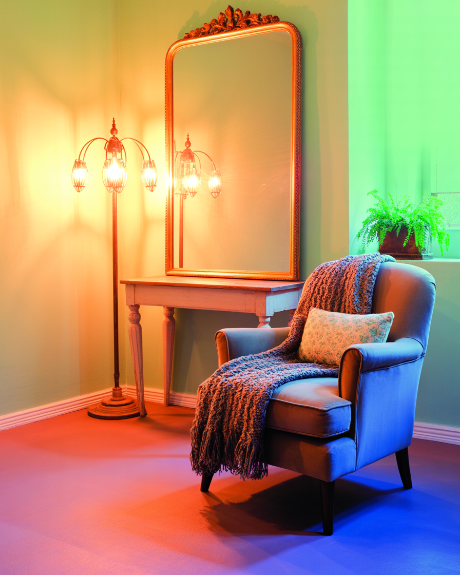 Maximizing light and mirrors for a spacious look in a small living room
