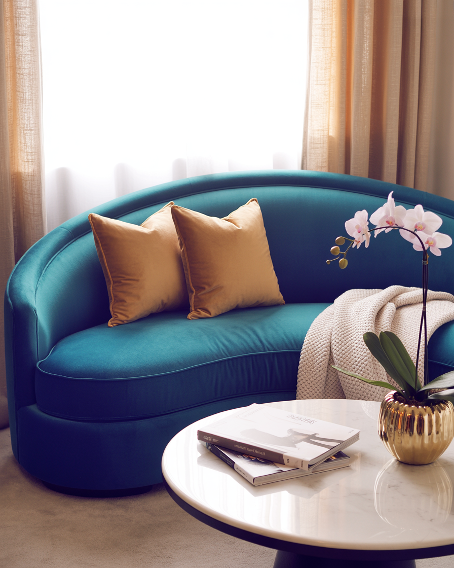 Luxury elements in a small living room with premium decor
