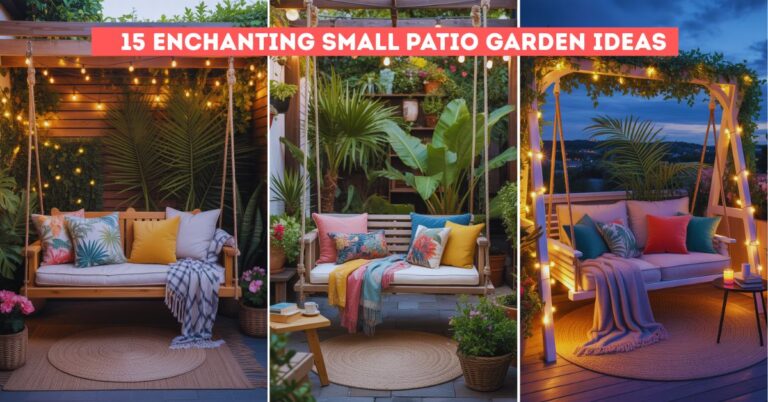 15 Enchanting Small Patio Garden Ideas with Cozy Bench Swings