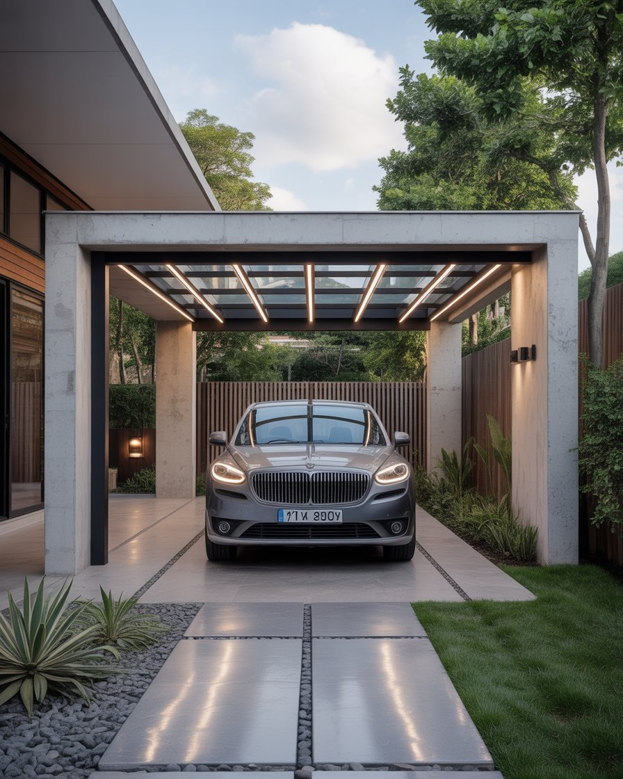 Modern car porch designs adding style, elegance, and curb appeal.