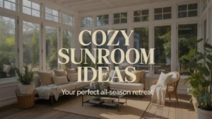 A bright and cozy sunroom with floor-to-ceiling windows,